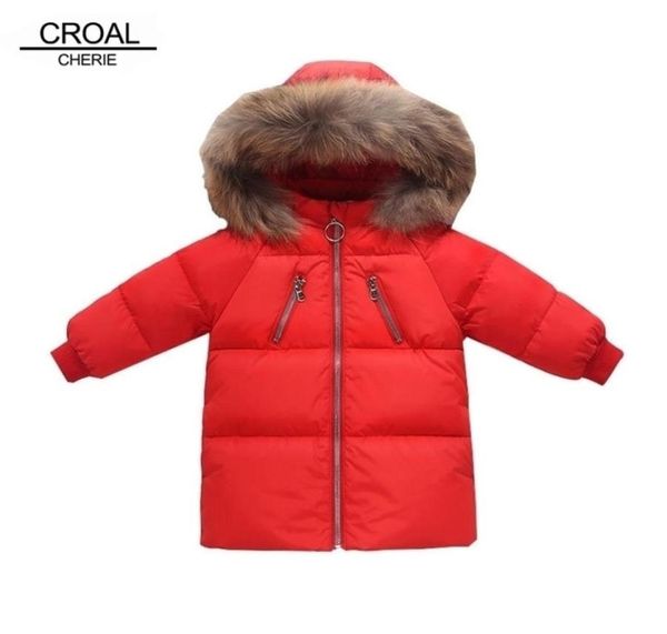 

croal cherie warm 90 duck down jacket girls boys winter raccoon fur children039s suit overalls for children hooded boys clothe9254610, Blue;gray