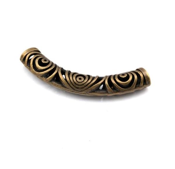 

15pcslots zinc alloy antiqued bronze hollow curved tube spacer beads for jewelry making necklace diy accessories2432390, Bronze;silver