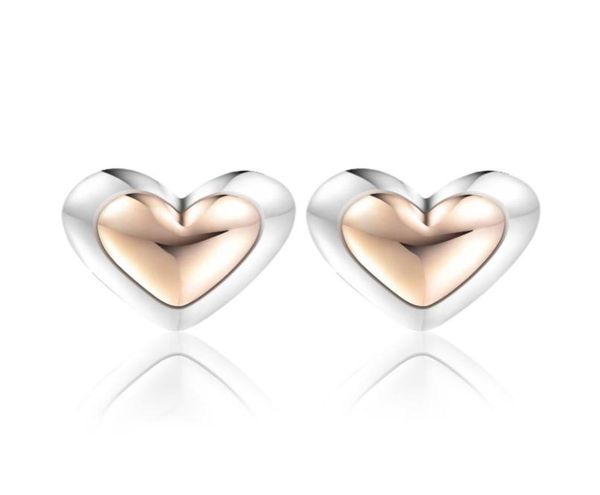 

domed golden heart stud earrings 2021 new woman european 925 sterling silver jerwelry make up fashion gold color girlfriend gift f3024288, Golden;silver