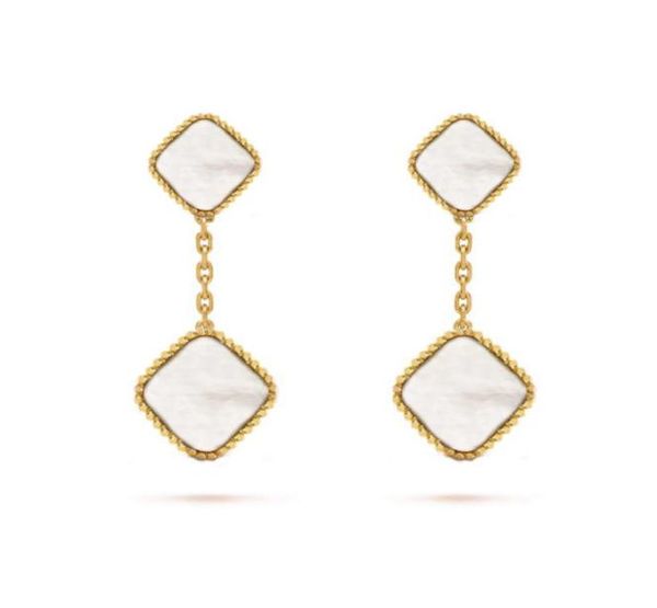 

13 style four leaf clover dangle earrings french luxury brand korean style net red long tassel elegant women no fading8000786, Silver