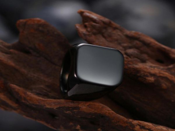 

men039s stainless steel rings black polishing rings band biker signet ring whole mens jewelry size 7106395413, Silver