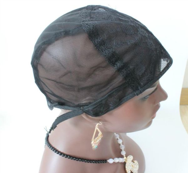 

3 colors lace wig caps jewish wig cap for making wigs black color with adjustable strap weave wig caps in stock5934136, Black;brown