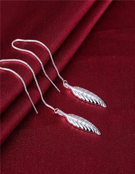 

women039s sterling silver plated leaf pendant earrings dangle chandelier gsse862 fashion 925 silver plate earring gift9151396