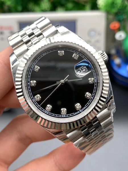 

with original box high-quality mens watch 41mm diamonds watches president male watches day date diamonds dial watch men stainless bezel auto, Slivery;brown