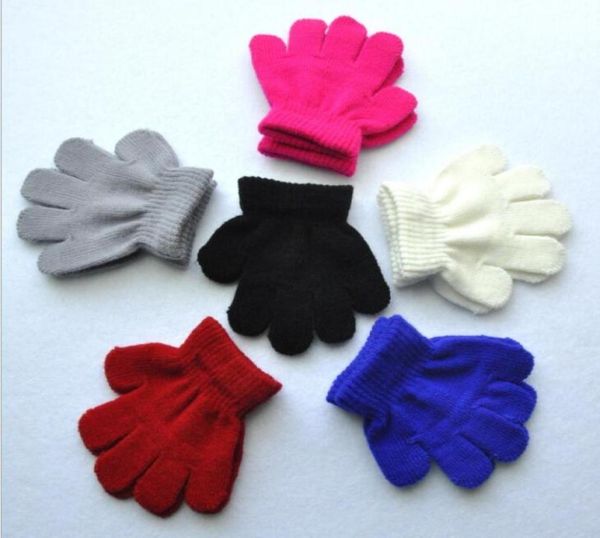 

13t baby warm gloves full finger toddler kids knitted solid color glove mittens children winter warmer glove whole8004759, White