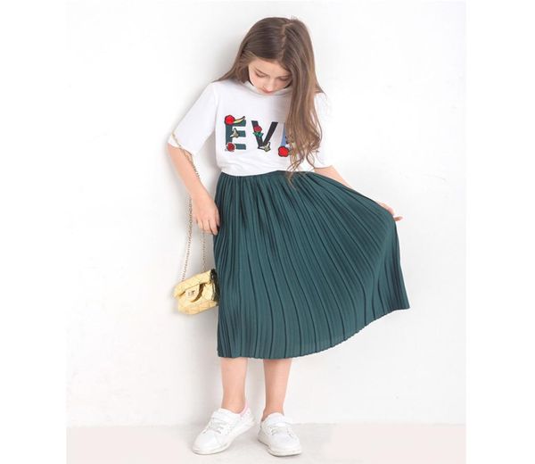 

teenage clothes for teen girls skirt suit patchwork shirt skirt 2pcs spring summer girls costume kids clothing set for 414 y1903601122, White
