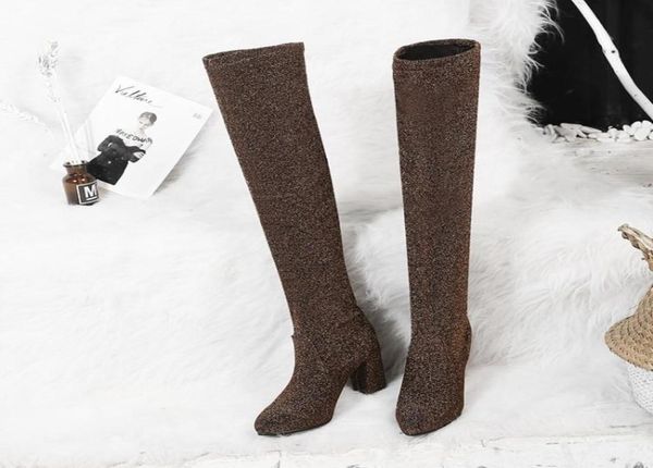 

boots oversized 12 thigh high knee over the women ladies sequined sleeve tip6673241, Black