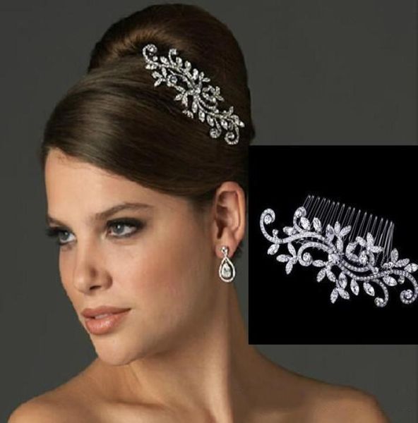

in stock bridal hair comb wedding jewelry flower rhinestone tiaras hair accessories sparkling bride hair combs headpieces2513529, Silver