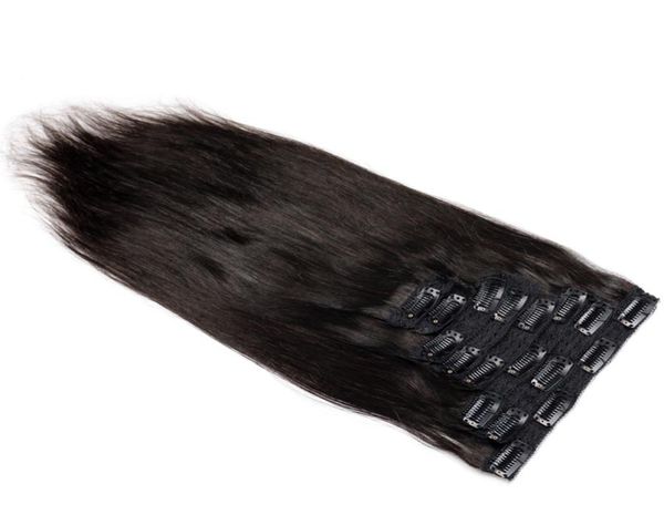 

brazilian straight hair clip in human hair extensions natural color clipin full head 9 pcs remy hair 100g 4b 4c7294052, Black;brown