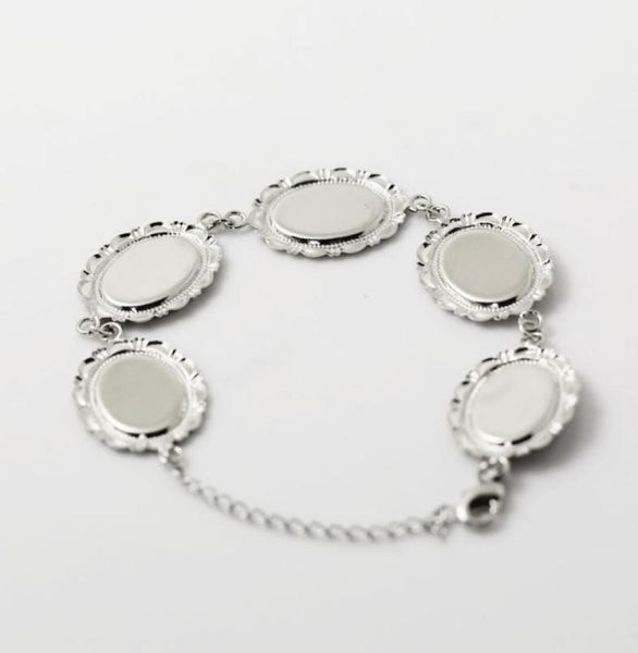 

beadsnice filigree bracelet po bracelet setting with 5 blank bezels fits cabochons size 13 x 18mm bangle blanks id 267334660696, Slivery;crystal