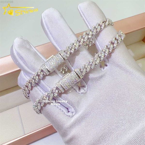 

designer jewelry wholesale price pass diamond tester 6mm cuban link chain 925 sterling silver moissanite bracelets