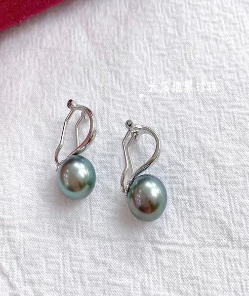 

22092507 diamondbox pearl jewelry earrings ear clips sterling 925 silver 910 mm tahitian black classic round simple gift idea2766461