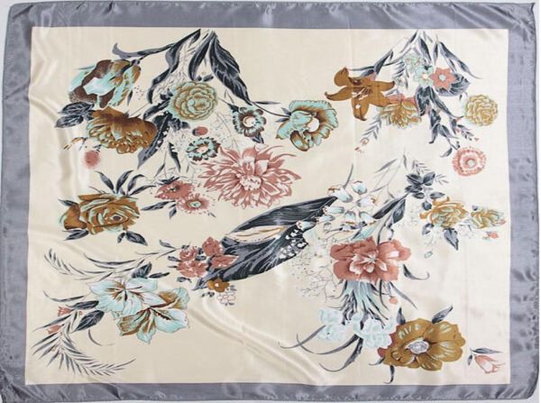 

whole90cm90cm women simulation silk floral print scarf towel large square scarves7661506, Blue;gray