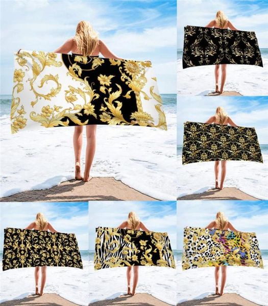 

quick dry beach towels european baroque golden pattern microfiber bath towels swim towels sand travel poncho toallas playa 223071486