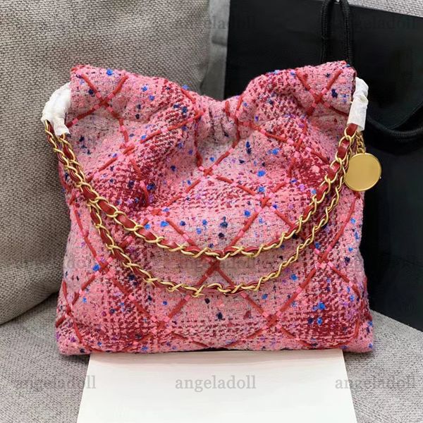 

10a retro mirror quality designers bucket bags 35cm 22 tweed handbag small quilted tote shopping bag womens plaid patterns black purse luxur