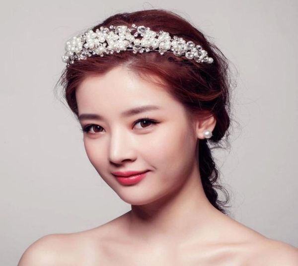 

vintage pearls crystals wedding bridal tiaras crowns 2017 bling bling european and american style bridesmaid headpieces hand mad6869467, Silver