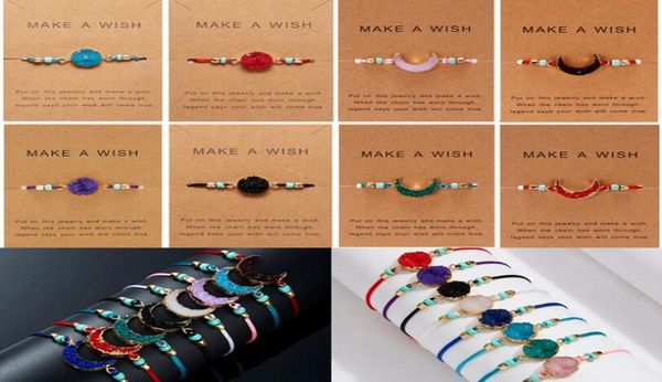 

adjustable crescent natural stone charm bracelets for women resin moon make a wish card bracelet simple design fashion jewelry gif1795322, Golden;silver