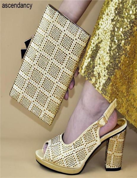

new fashion african wedding italian shoe and bag sets decorate italian shoes with matching bags buckle strap elegant party15937074, Black