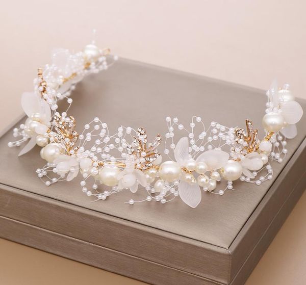 

gold flower pearl headband tiara crown wedding bridal princess headbands hair jewelry crystal accessories bride headdress headpiec4627514, Silver