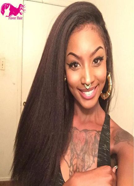 

brazilian kinky straight 130 density front lace human hair wigs remy hair guleless wigs with baby hair for black women5196251, Black;brown