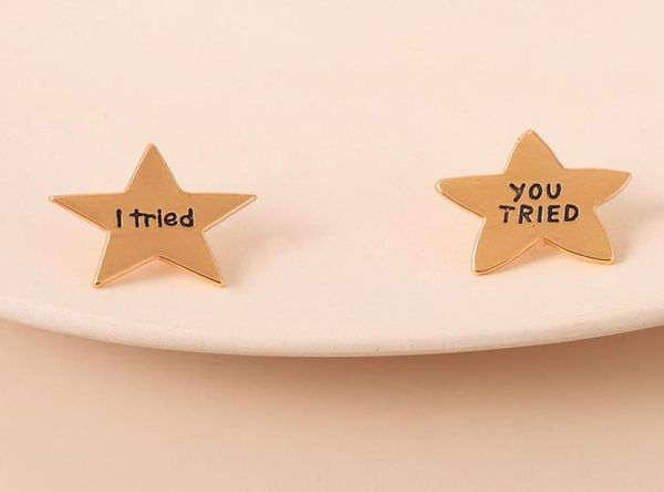 

star awards enamel pins custom you tried brooches simple mini lapel badges funny encouragement jewelry gift for kids friends3968764, Blue