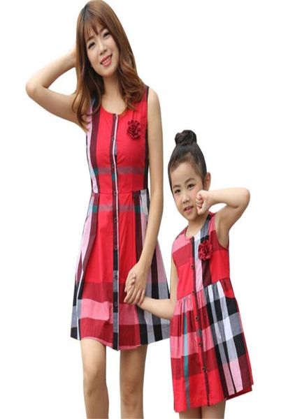 

summer mom and me vestido fashion plaid dress family look mother and daughter clothes dresses sylvanian family matching outfits y16616011, Blue