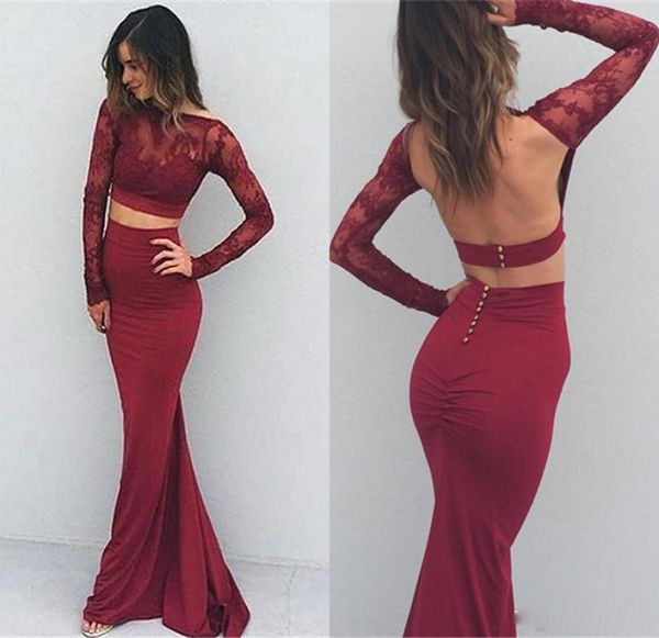 

2017 celebrity burgundy color long sleeve 2k17 party queen floor length prom dresses evening wear formal gowns two pieces6967851, Black