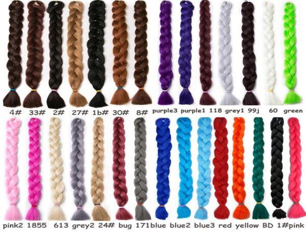 

synthetic braiding hairs crochet braids hair extensions one piece 82 inch kanekalon fiber braid 165gpiece pure color jumbo braid 1261269, Black