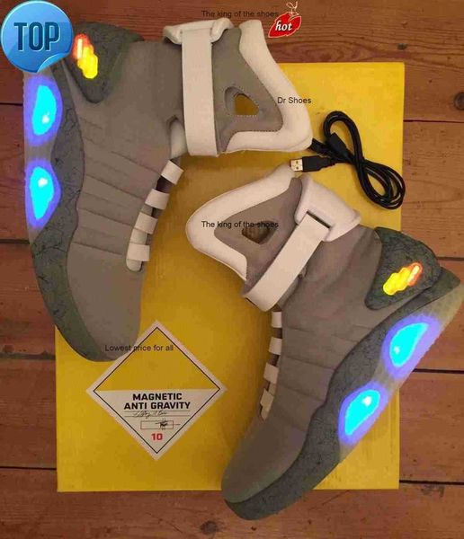 

sneakers led shoes automatic laces dark gray marty mcfly 's lighting up mags black red air mag back to the future glow in the with