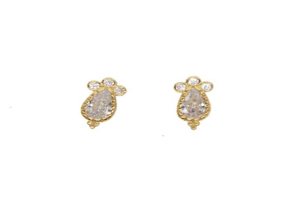 

sweet little earring for young girl 100 925 sterling silver waterdrop cz shiny bling cz stud minimal multi piercing cute stud5361422, Golden;silver