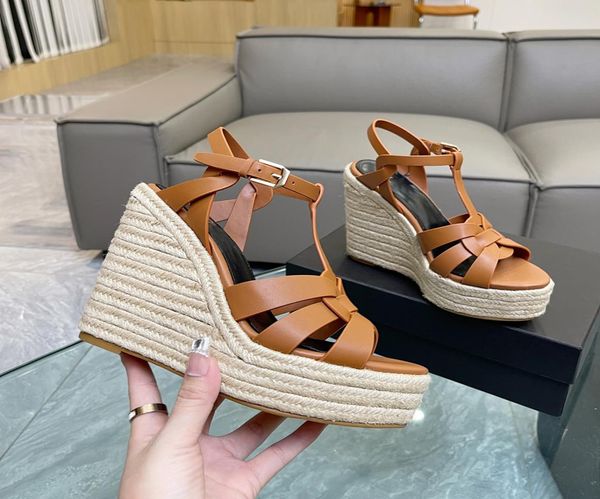 

classic sandals latest fashion summer shoes thick water table wedge heel women shoes 125cm high heeled patent leather women c3093963, Black