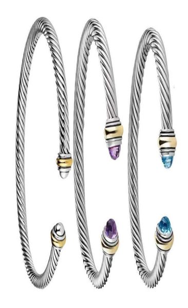 

wedding bracelet women crystals two color 18k gold plated wire rope simple open love charmed bracelets 5mm hip hop designer luxuri5873591, Golden;silver