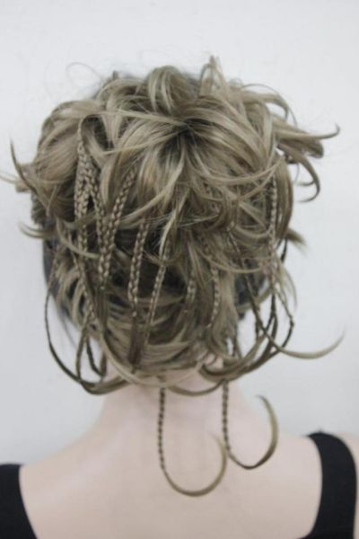 

beautiful charming new elegant hivision curly 14quot blonde mix synthetic hair full women039s short6198434, Black;brown