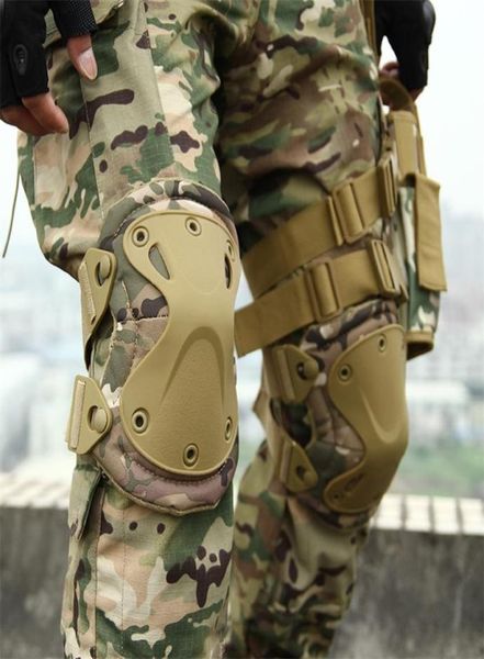 

military tactical knee pads army airsoft paintball hunting protection elbow pads war game protector knee pads gear 2207187718506, Black;gray