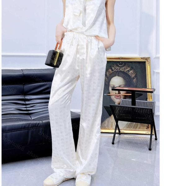 

23ss womens pants womens designer clothing full monogrammed logo print straight wide leg pants women clothing a1, Black;white