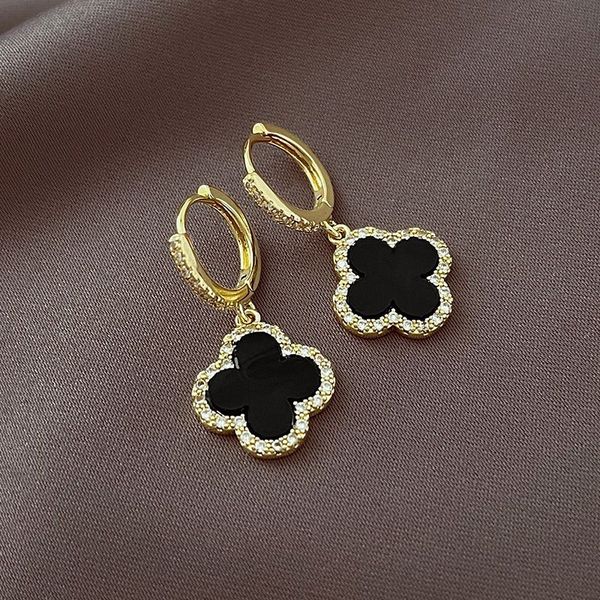 

designers vintage 4/four leaf clover charm stud earrings back mother-of-pearl silver 18k gold plated agate for women&girls valentine's