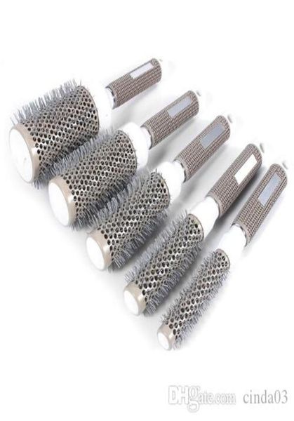 

professional hair dressing brushes high temperature resistant ceramic iron round comb 19mm 5 size hair styling tool hairbrush3426447, Silver