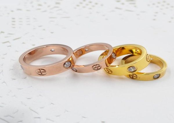 

new arrive 316l stainless steel jewelry 6mm 4mm love rings for woman man lover rings 18k goldcolor and rose gold plated no box7708614, Silver