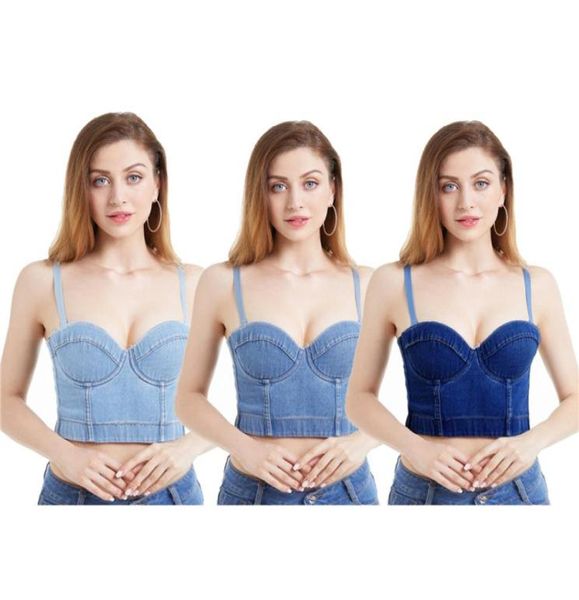 

accessories buttonup slim denim strapless suspender vest solid color denim fashion vest for women girl comfortable beach wear in 1984750, Silver