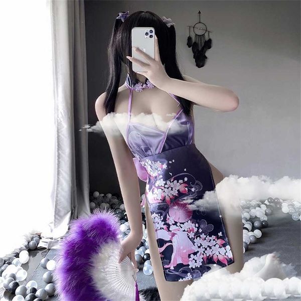 

50% off ribbon factory store attractive japanese style cheongsam exciting lingerie new and beautiful clothes with opening camouflage, Red;black