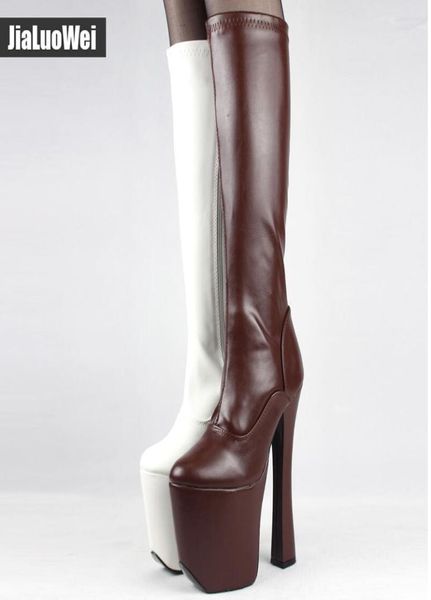 

ship 2018 new thick heelbottom platform women kneehigh boots 20cm extreme high heels exotic botas fetish cospla4558524, Black