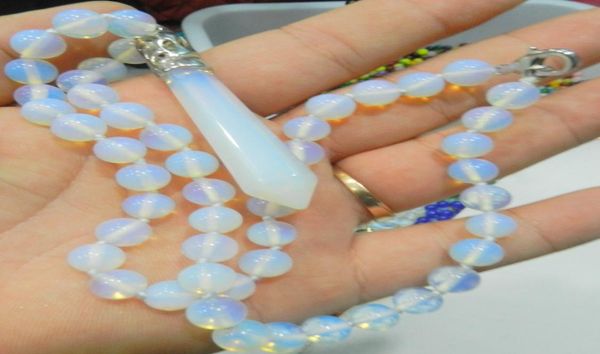 

hexagonal gemstone healing chakra reiki opal opalite stone pendant necklace 18quot8834957, Silver