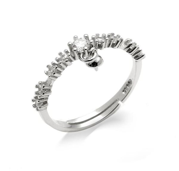 

dangle pearl ring mount blank jewellery findings 925 sterling silver zircon for diy making 5 pieces2562147, Slivery;crystal