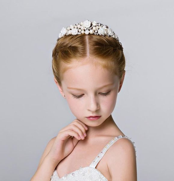

exquisite manual flower girls head pieces kids039 accessories for weddings girls tiaras formal wear 1291387, White;red