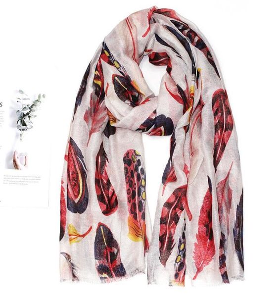 

2020 fashion women silver foil feather print fringe scarves and shawls soft trendy scarf wrap hijab one color 18090cm 8825864, Blue;gray