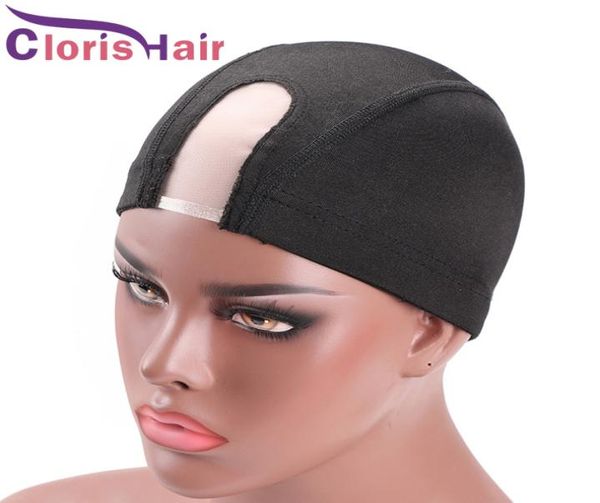 

5pcs whole spandex mesh dome wig cap breathable elastic hair net glueless hairnet for making wigs black u part mono lace caps1859401, Black;brown