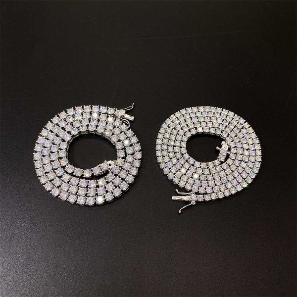 

ready to ship in stock hiphop jewelry vvs moissanite 925 sterling silver gold plated tennis chain