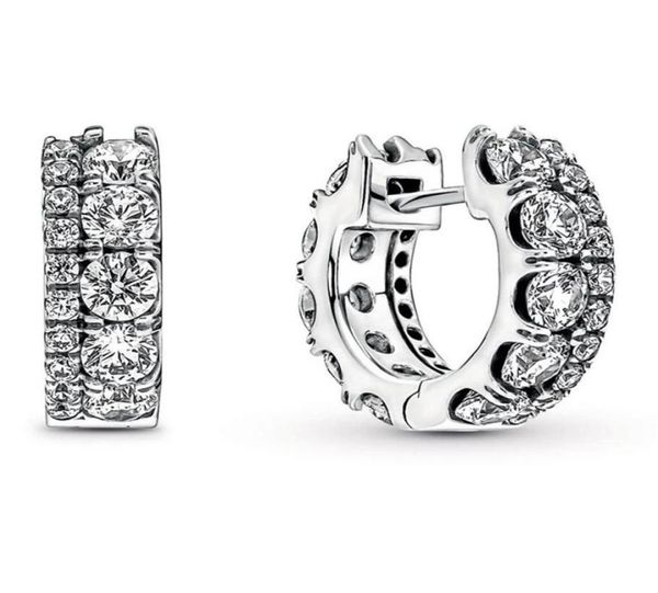 

trendy 925 silver hoop stud earrings luxury designer cz fashion jewelry pandora sparkling round earrings with original box229m3460429, Golden;silver
