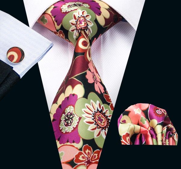 

new style mens printed ties mix color flower pattern black business wedding silk tie set include tie cufflinks hankerchief n12579822088, Black;blue