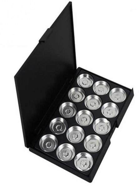 

10 pcs lot professional empty make up pigment aluminum palette pans case makeup diy 15 grid beauty tools11837124